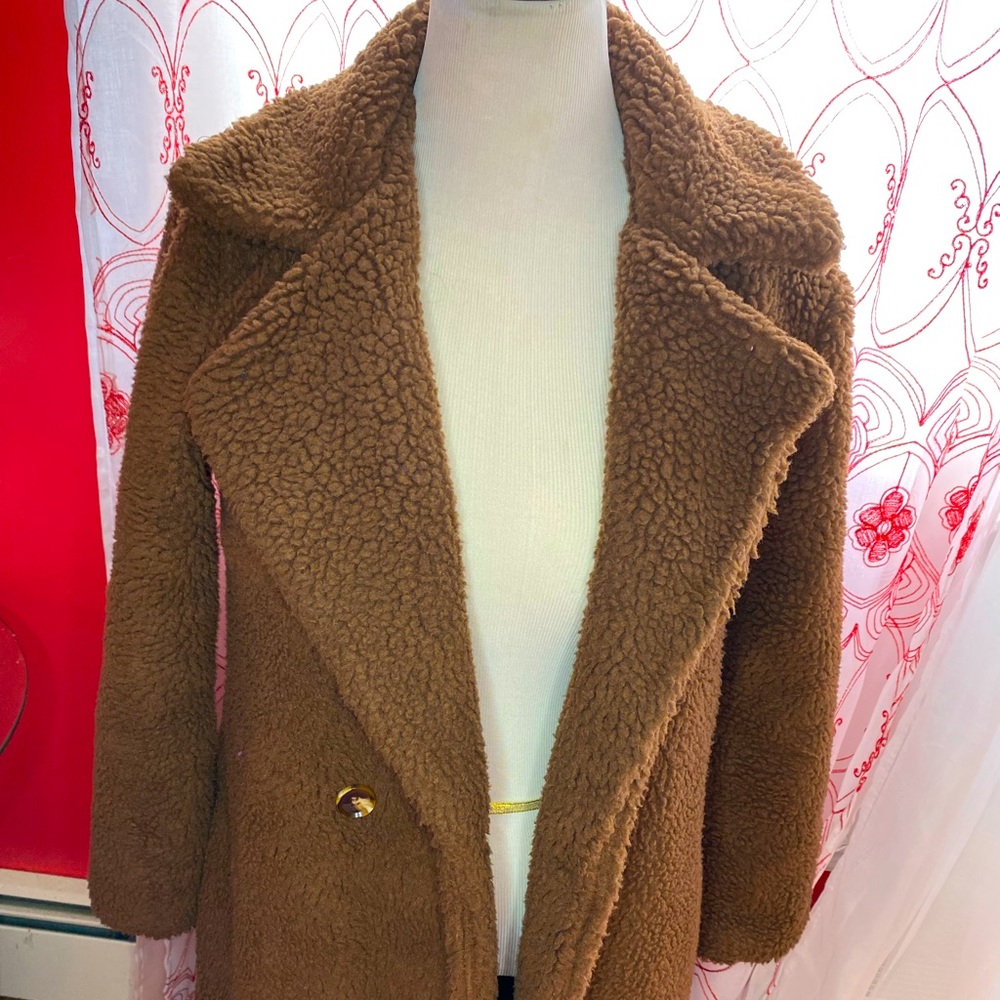 Long brown teddy coat size small